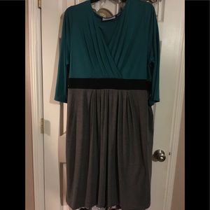 Green, gray and black dress from avenue.